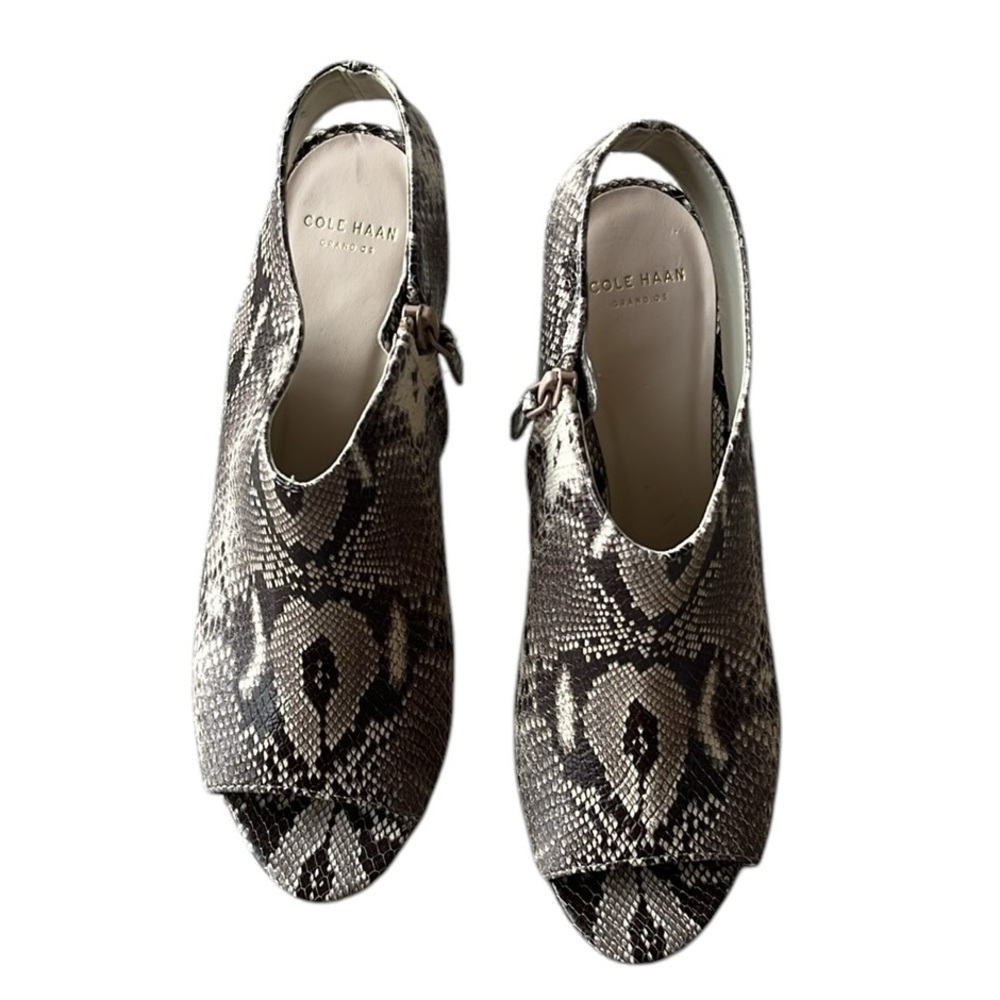 Cole Haan Darcy Open Toe Snake Print Heels Size 8.5 - Picture 5 of 7
